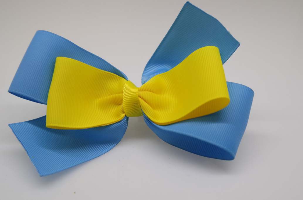 Emma inspired hair Bow with colors  Copen, Daffodil Yellow
